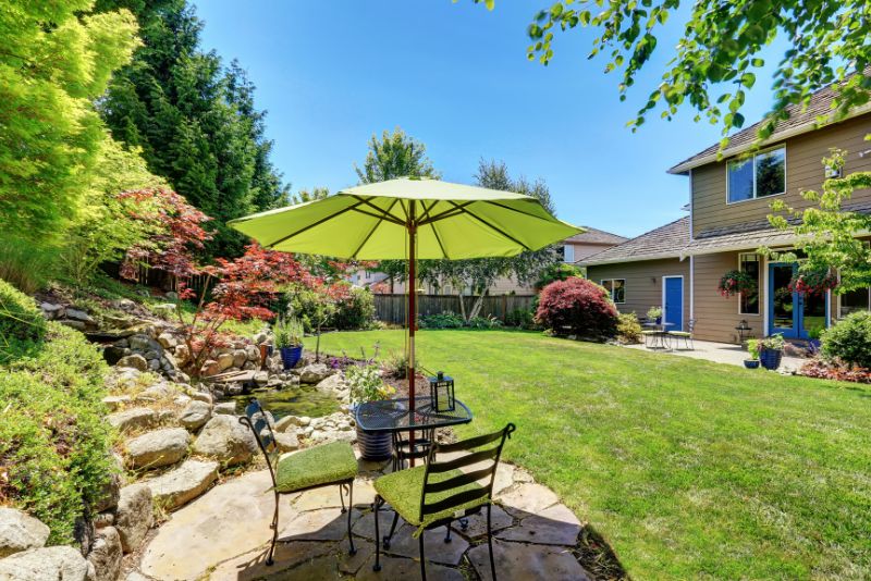 backyard garden with patio